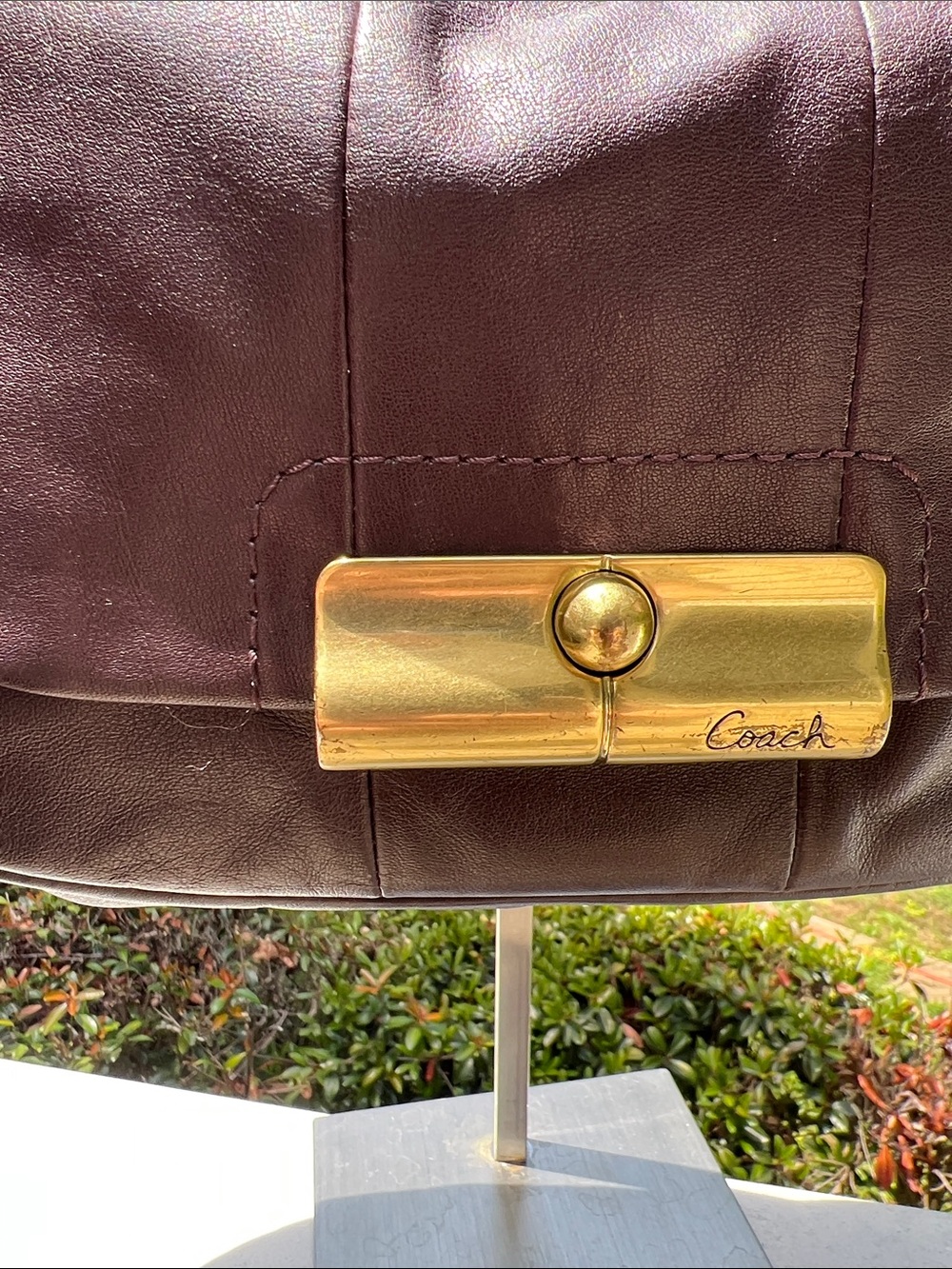 Coach Dark Brown Kristen Leather Hobo with Gold Hardware GUC - Picture 5 of 17